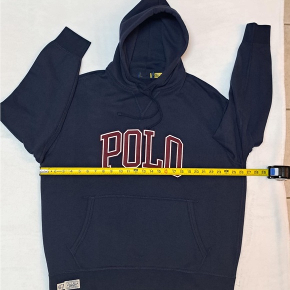 Polo Ralph Lauren Logo Collegiate Letterman Navy Fleece Hoodie - Men's size 1XB - Picture 7 of 12